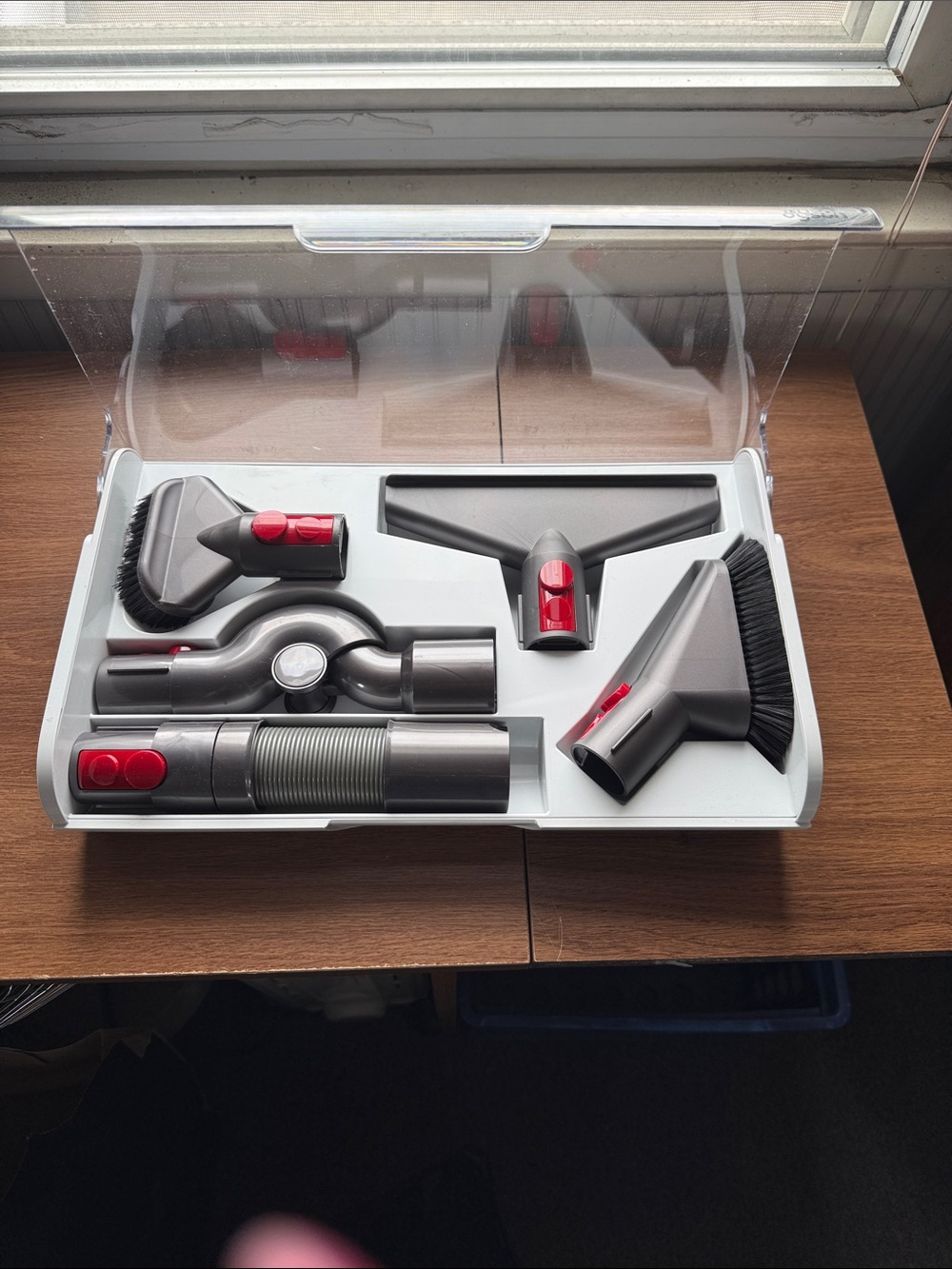 Dyson Gray and Red Accessory Tool Set with Storage Tray